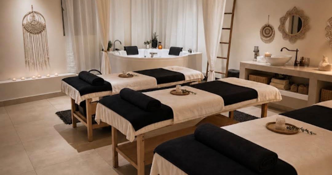 Prepared Massage Treatment Room in Athens Prepared massage beds in a calm multi-bed treatment room at The Moment